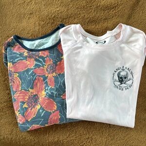 Floral women’s rashguard with zipper pocket and pink long sleeve bundle 2 pack